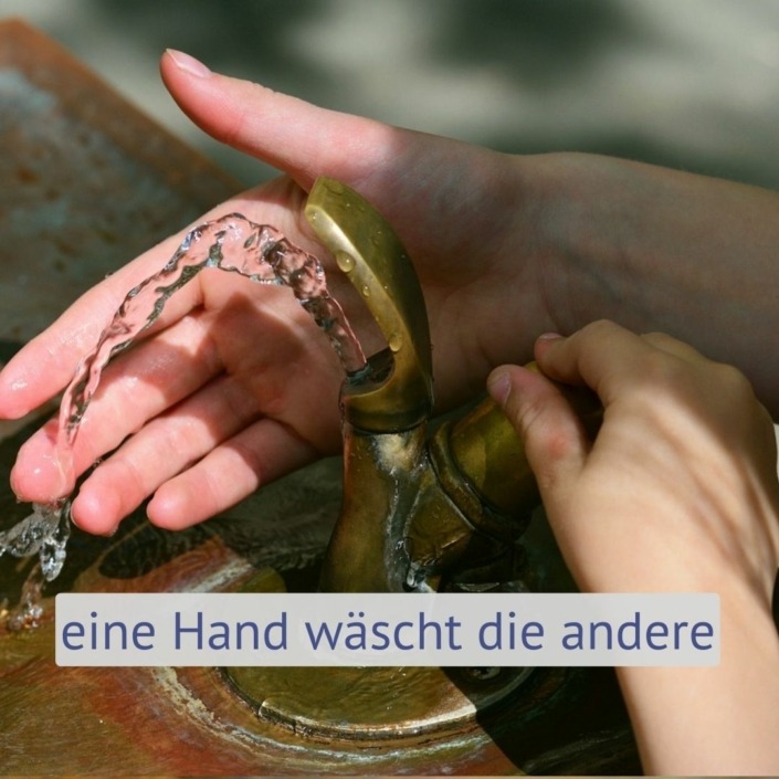 eine Hand wäscht die andere | De mooiste Duitse uitdrukkingen | Julia Peine Deutsch Coach | Utrecht | Leidsche Rijn